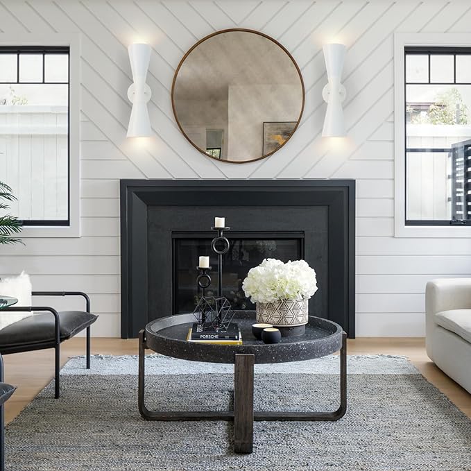 Modern Indoor Wall Sconce Up and Down White Wall Sconce Mid Century Indoor Wall Light Fixture Hardwired Wall Mounted Lamp for Living Room Bathroom Bedroom Hallway 15 Inch