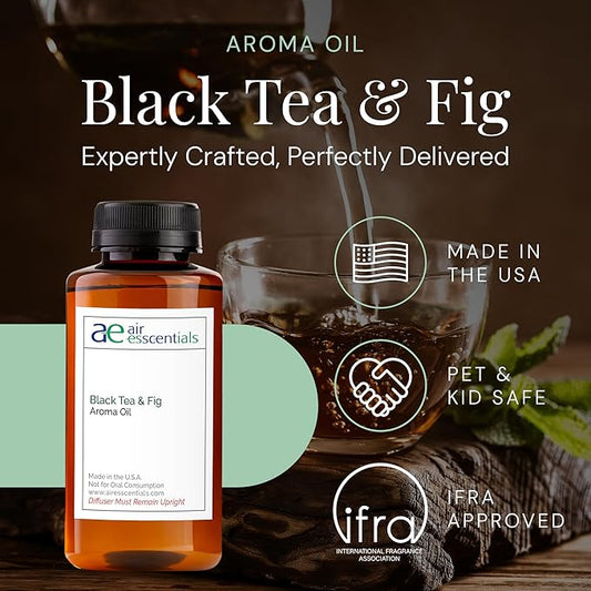 Black Tea & Fig Aroma Oil, Essential Oils Blend for Diffusers & Scent Machines, Herbal Fruity Blend and Amber, Aromatherapy, Cold Air Diffuser Compatible, 300 mL