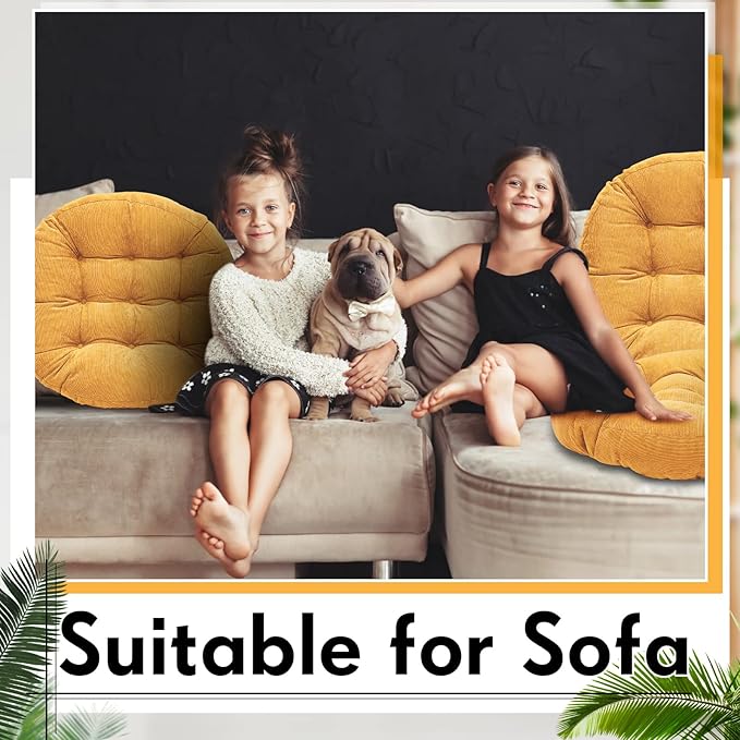 Jerify 4 Pcs Floor Pillow Cushions 22 x 22 Inch Round Square Large Meditation Floor Pillow for Classroom Adult Meditation Picnic Party Cushion for Seating Gift Christmas(Yellow,Round)