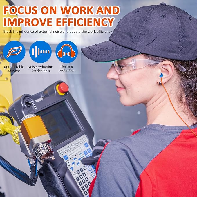 Xuhal 200 Pairs Corded Ear Plugs Silicone Earplugs with Cord Individually Wrapped Reusable Earplugs Sleep Noise Cancelling Hearing Protection for Snoring Shooting Studying Construction (Blue)