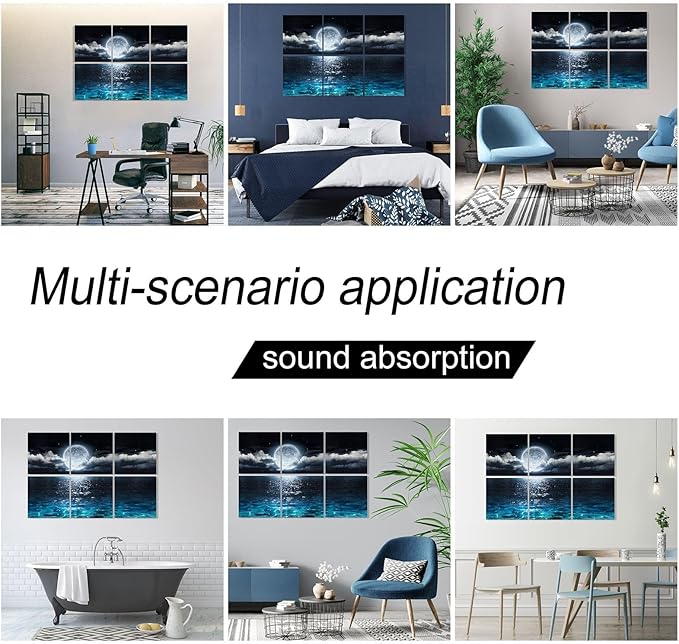 YPY Acoustic Panels Soundproof Wall Panels: Sound Absorbing Wall Art Decorative Sound Proofing Panels Noise Cancelling Acoustical Treatment for Home Studio 6 Pack 72x48 Inches