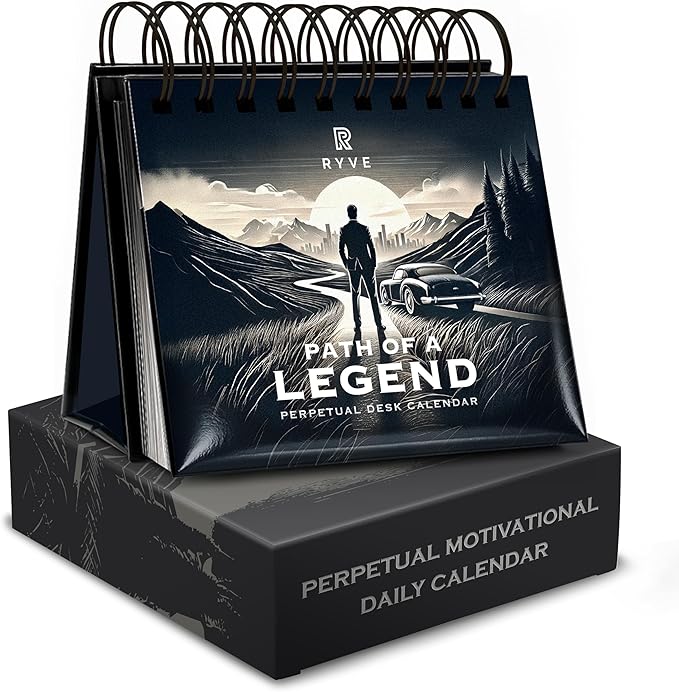 RYVE Motivational Quotes Desk Calendar – 366 Daily Reflections for Personal Growth – Office Accessories and Gifts for Men, Mindfulness Flip Calendar, Inspirational Desk Quote