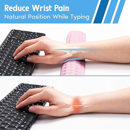 i-Rocks Memory Foam Keyboard Wrist Rest - Pain-Reducing Wrist Rest for Computer Keyboard - Non-Slip Rubber Base Wrist Rest - Cooling Keyboard Pad for Long Hours of Work, Studying, Gaming