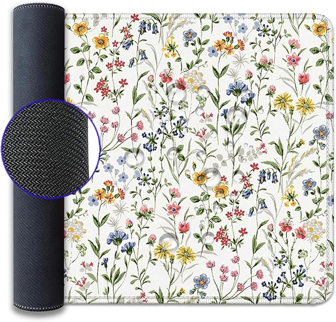 Wildflower Flowers and Plant Desk Pad Mouse Pad,Large Extended Gaming Mouse Mat with Stitched Edges,Non-Slip Waterproof Rubber Base Mousepad for Office Work Home(27.5X11.8 in)