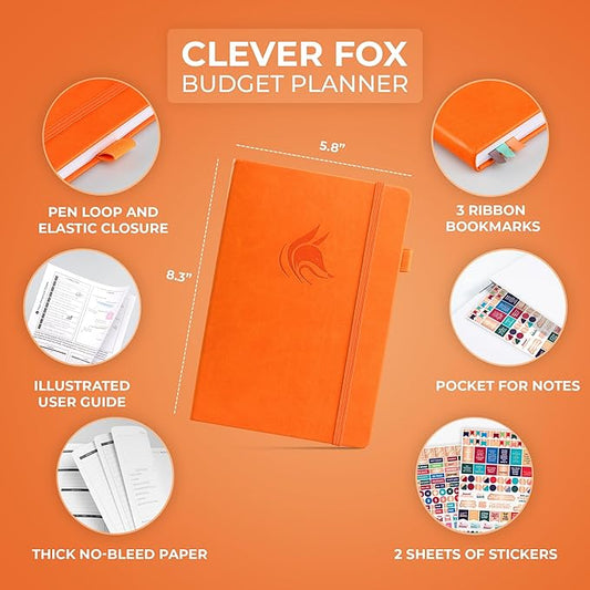 Clever Fox Budget Planner - Expense Tracker Notebook. Monthly Budgeting Organizer, Finance Logbook & Accounts Book, Bill Tracker, A5 (Orange)