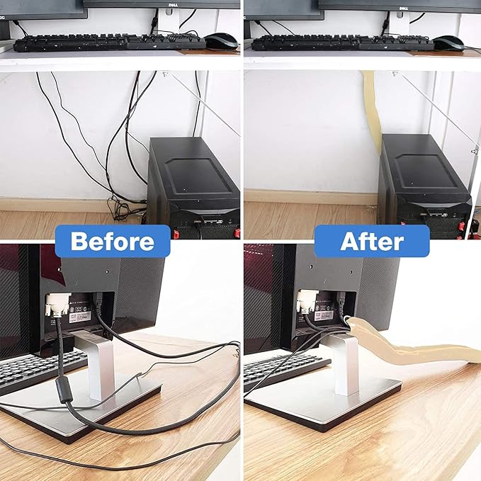 JOTO 4 Pack Cable Management Sleeve, 19-20 Inches Cord Organizer System with Zipper for TV Computer Office Home Entertainment, Flexible Cable Sleeve Wrap Cover Wire Hider System -Beige