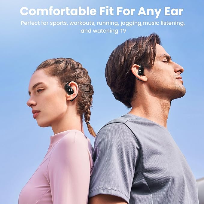 YHO Open Ear Headphones Ear Buds Wireless Earbuds 80Hrs Playtime Bluetooth Ear Buds with Earhooks Bluetooth 5.4 Touch Control Air Conduction Sport Headsets IPX7 Waterproof Earphones for Running