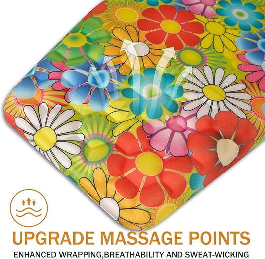 Ergonomic Mouse Pad Wrist Support,Upgrade Mousepad with Massage Design,Non-Slip PU Base Desktop Mouse Pads for Pain Relief, Computer, Office & Home,12 x 8 in(F-Colorful Flower)