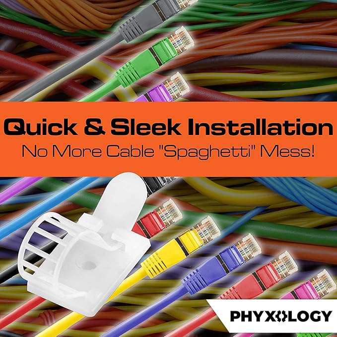 Pro-Grade, Adhesive-Backed Cable Straps 50 Pack. High-Strength, White Clamps for Electrical Wire Management and Organization. Tool-Free Installation for Home Or Office. Screw-Mount for Permanent Hold