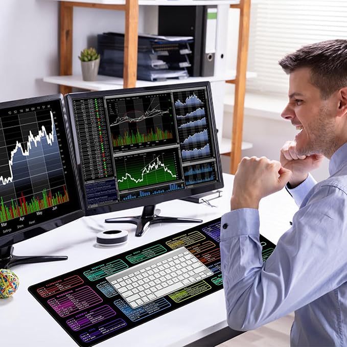 Excel Cheat Sheet Desk Pad, 31.5"x11.8", Waterproof Extra Large Excel Shortcut Mat with Stitched Edges, Anti-Slip Excel Mouse Pad for Office Desk, MS Excel/Word Shortcuts (Color Excel)