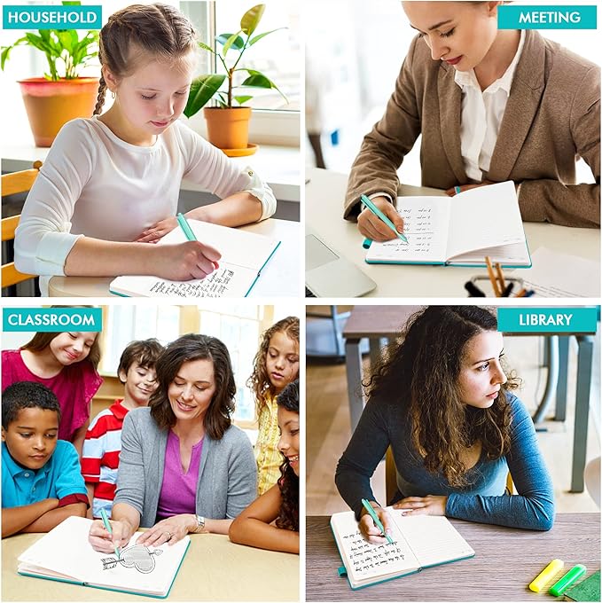 feela 3 Pack Notebooks Journals Bulk with 3 Black Pens, A5 Hardcover Notebook Classic Ruled Lined Journal Set with Pen Holder for Work Business Journaling Note Taking, 120 GSM, 5.1”x8.3”, Emerald