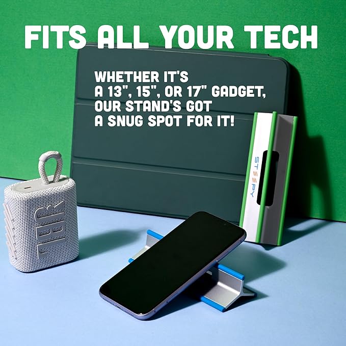 Steepy Adjustable Laptop Stand for Desk – 3 Heights Computer Stand - Laptop Riser for Desk - Portable Laptop Riser Adjustable - Stand Adjustable Height