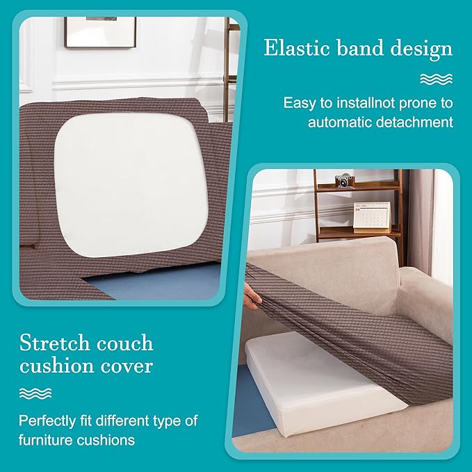 14Pcs Stretch Patio Cushion Covers,Outdoor Couch Covers Replacement,Outdoor Couch & Sofa Slipcovers,for Patio Furniture Cushion Covers,Washable Reusable Furniture Protector (Camel,Cover Only)