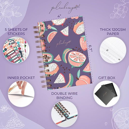 PLANBERRY Pocket Food Journal Premium – Nutrition Planner – Diet & Calorie Tracker – Meal & Exercise Diary – Weight Loss Journal (Tropical Fresh)