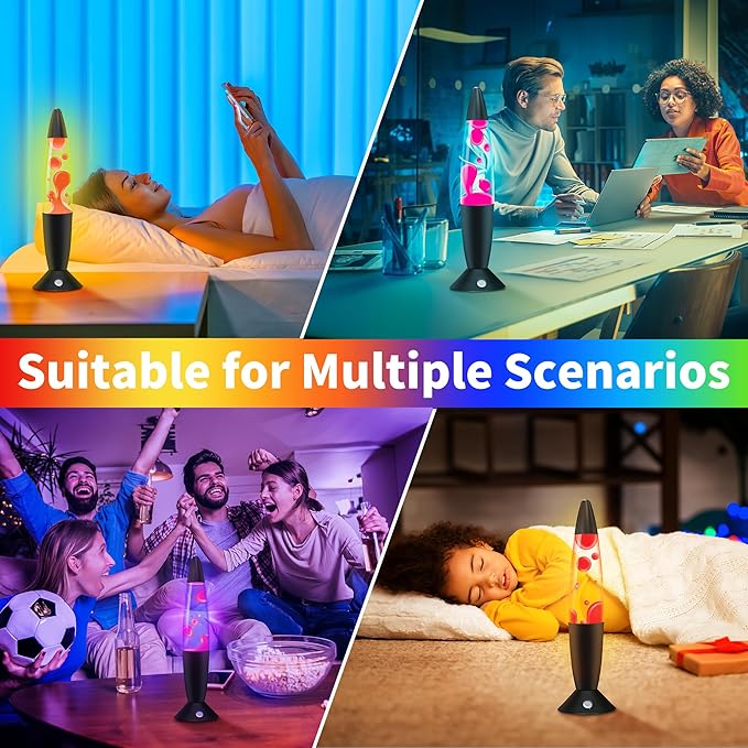 13.5" Liquid Motion Lamp 17 Color Changing Motion Lamp with Remote Clear Liquid and Pink Wax Motion Lamp Relaxing Mood Light for Home Decor Gifts Kids (Black Base)