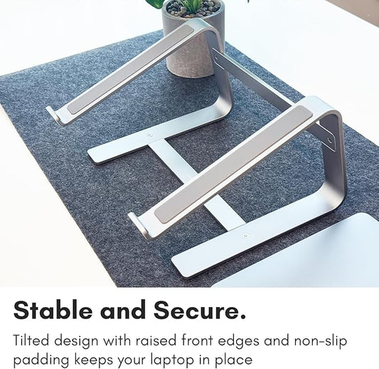 Macally Aluminum Laptop Stand for Desk - Works with All MacBook/Pro/Air & Laptops Between 10” to 17.3” - Sleek and Sturdy Laptop Riser - (ASTANDSG), Space Gray