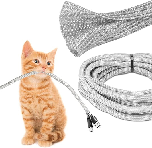 JOTO 1 Pack Cable Management Sleeve, 15 Feet Cord Organizer System with Zipper for TV Computer Office Home Entertainment, Flexible Cable Sleeve Wrap Cover Wire Hider System -Grey