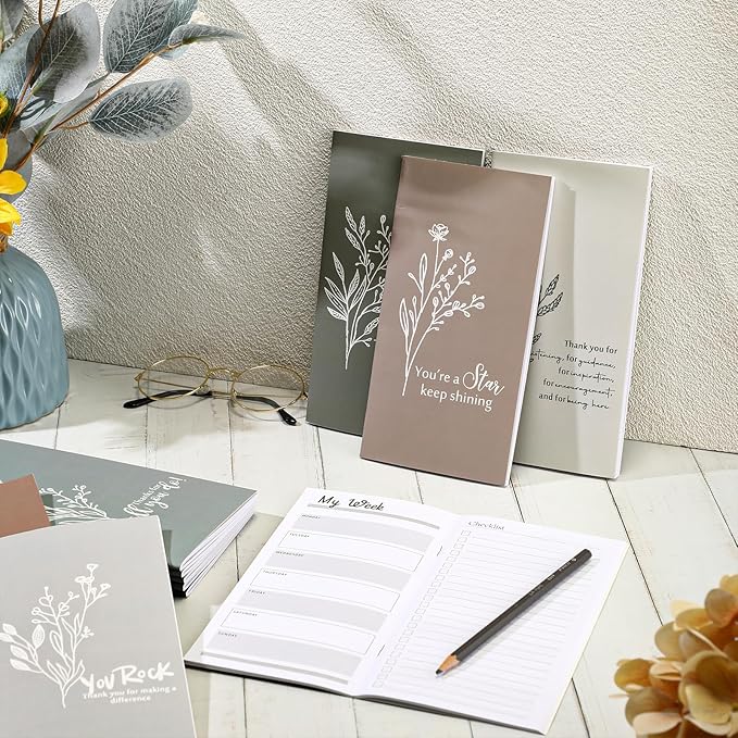 Qilery 30 Pcs Open House Gifts Bulk Habit Tracker Planner Bulk 2025 Pocket Calendars to Do List Weekly Goals Notepads for Employee Appreciation Housekeeping Teacher Welcome Gifts(Encouragement)