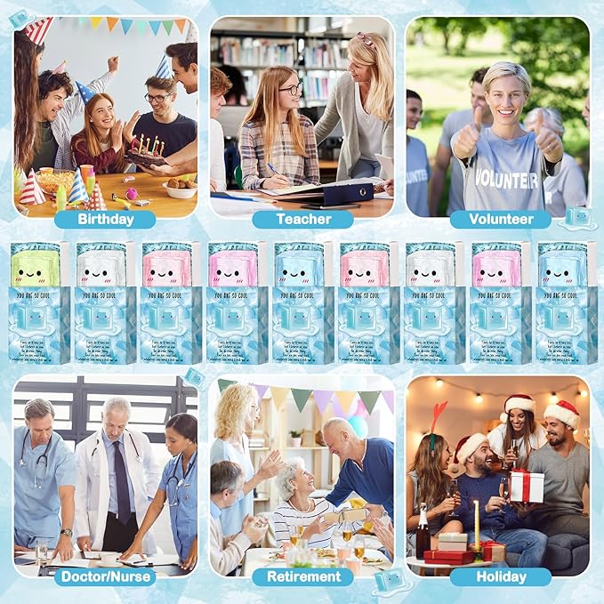 Wettarn 24 Sets Inspirational Gifts Ice Cube Stress Balls with Support Gift Boxes You Are So Cool Party Favors for Adults Teens Office Classroom Prizes Relief Fidget Toys Desk Decor