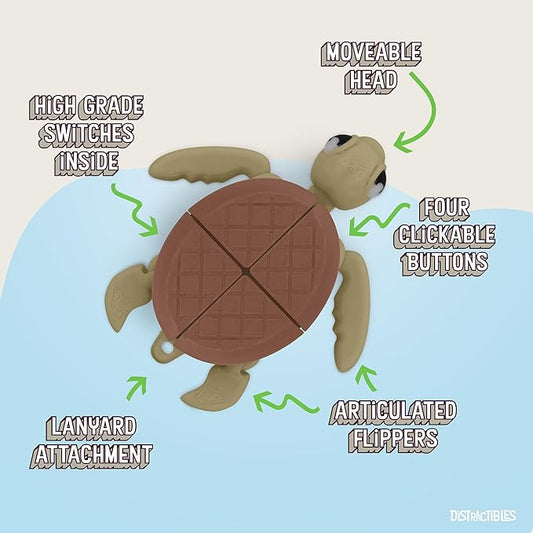 Distractible Turtle Fidget Toy, Articulating Design with Shell Clickers, Pocket-Sized & Durable, Sensory, Stress Relief, ADHD, Autism & Stim (Beige-Brown)