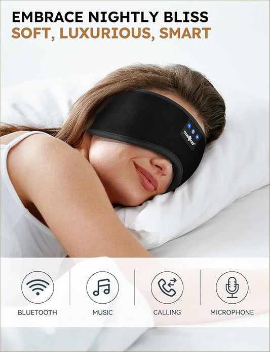 MUSICOZY Sleep Headphones Bluetooth 5.4 Headband Sleeping Eye Mask for Mom Women Men Wireless Music Earbuds Earphones for Side Sleepers Built-in HD Speakers Cool Gadgets Unique Gifts