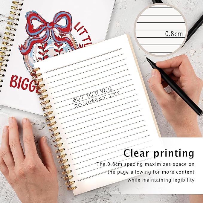 Red Coquette Bow Baseball Notebook, Baseball Fan Gifts Notebooks for Note Taking, Baseballs Lover Gifts Journal, Little Sister Biggest Fan Journals for Writing, 5.5x8.3 Inch