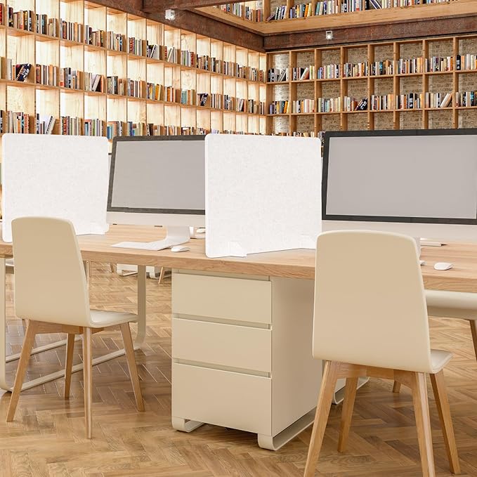 2 Pack Acoustic Desk Dividers - 24" x 20" Freestanding Privacy Panels Set with Noise - Reducing Design Cubicle Sound Proof, Ideal for Office, Classroom, and Home (Light Beige)
