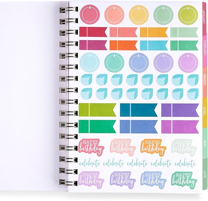 Inspired by Erin Condren A5 Undated Weekly & Daily Planner – 12-Month Spiral Agenda, Non-Dated Monthly Planner with Stickers, Spectrum Design (January 2025 - December 2025)