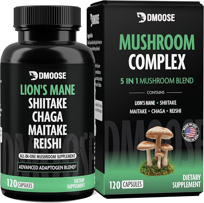 Lions Mane Mushroom Complex - 5300 mg Adaptogenic Blend for Memory, Focus and Immune Support - 5 in 1 Lionsmane, Chaga, Maitake, Shiitake and Reishi Extract - Nootropic Mushroom Supplement Capsules