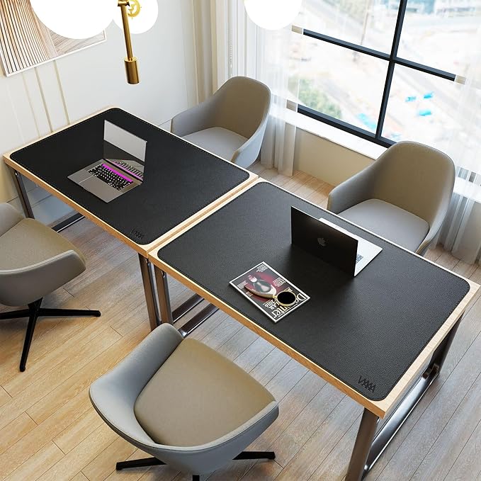 Vyaaa 47.2"x31.5" PU Leather Large Desk Mat (Black) - XXL Extended Mouse pad, Office Desk Protector, Non-Slip Computer Desk pad for Office, Gaming, Home