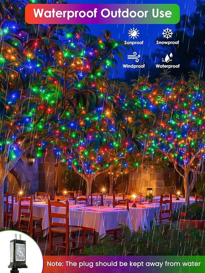 66Ft 200 LED RGB Color Changing Fairy Lights Plug in, Waterproof String Lights with Remote for Outdoor & Indoor, 8 Modes 16+2 Colors Twinkle Lights with Timer for Girl's Room Christmas Decorations