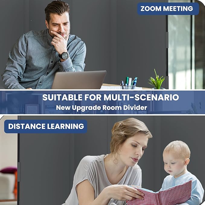 Room Divider, 4 Panel Upgraded Folding Privacy Screen, 88” Highly Secretive Separation with 3 Metal Feet, Partition Screen, Lightweight Freestanding Wall Divider Bedroom (Grey)