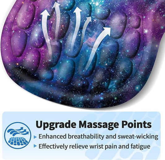 Ergonomic Mouse Pad with Wrist Rest Support, Mousepad with Comfortable Memory Foam Wrist Rest and Non-Slip PU Base for Pain Relief, Computer, Laptop, Office, Home (Starry Sky)
