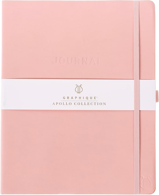 Graphique Apollo Vegan Leather Journal | Hardcover Notebook | 192 Lined Pages | Inner Pocket, Pen Loop, Elastic Closure | Work, Diary, Notes | 8” x 10”