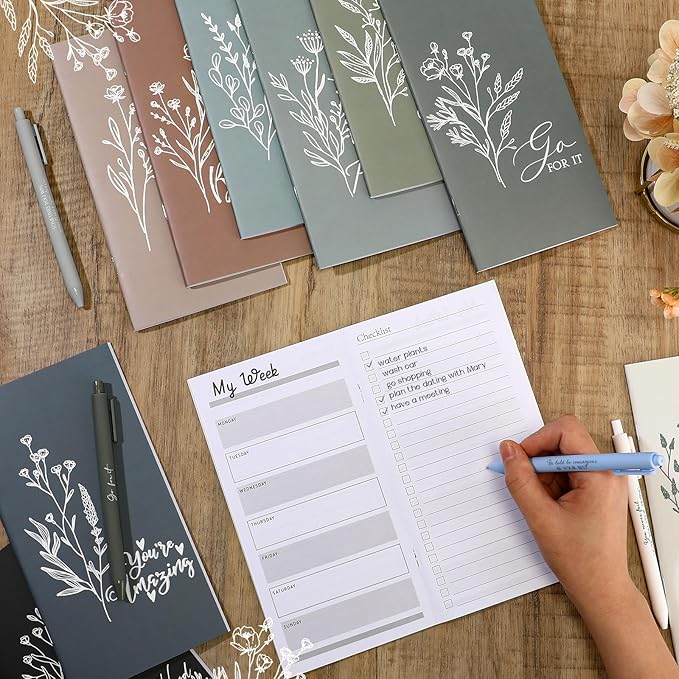 Qilery 30 Pcs Open House Gifts Bulk Habit Tracker Planner Bulk 2025 Pocket Calendars to Do List Weekly Goals Notepads for Employee Appreciation Housekeeping Teacher Welcome Gifts(Aesthetic Optimistic)