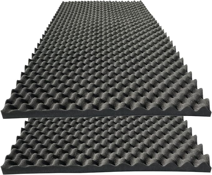 2 PCS Acoustic Panels,48''X24''X2'' Egg Crate Foam Soundproof Foam Wall Panels,High Density Fireproof Noise Cancelling Foam Studio Foam Panel,Noise (Black)
