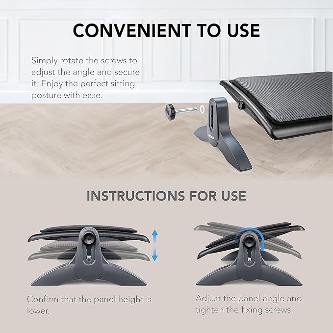 EHO Ottoman, Ergonomic Foot Rest for Under Desk, Adjustable Height and Angle, Sponge Platform, Anti-Slip, Ankle Support, Detachable Washable Cushion, Back and Leg Pain Relief, 21.6" L x 11.4" W, Black