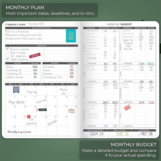Clever Fox Budget Planner - Expense Tracker Notebook. Monthly Budgeting Organizer, Finance Logbook & Accounts Book, Bill Tracker, A5 (Dark Green)