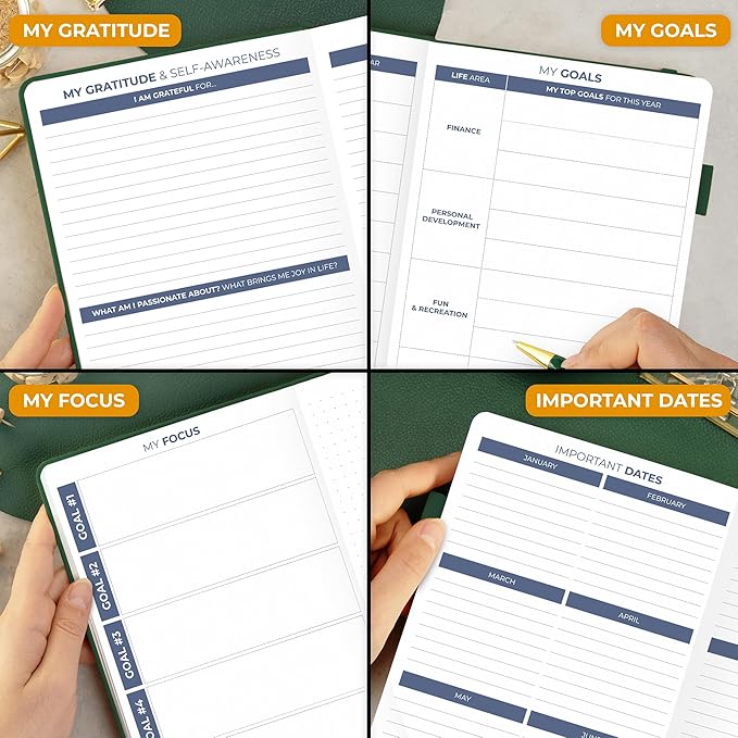 Clever Fox Daily Planner 2nd Edition – Undated Time Block Task Organizer with Hourly Schedule & To-do list – A5, 6 Months (Forest Green)