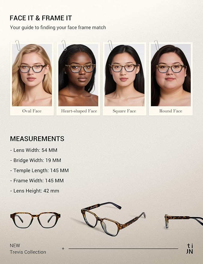 TIJN Blue Light Blocking Glasses for Women Men TR90 Rectangle Frame and Chic Preppy Style Computer Screen Glasses, Trevis