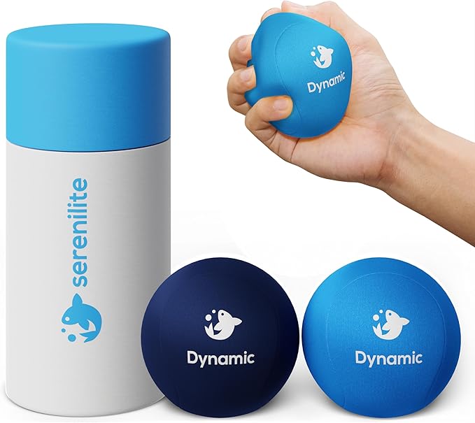 Serenilite Hand Therapy Exercise Stress Ball Bundle - Stress Ball 2.0 with Dynamic Resistance & Grip Strengthening - Therapeutic Hand Restoration