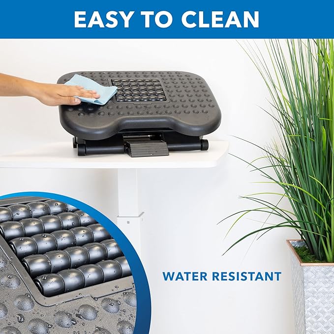 Mount-It! Ergonomic Under Desk Footrest | Massaging Foot Support for Foot Comfort | Office Tilting Footrest with 3-Level Height Adjustment Against Swelling