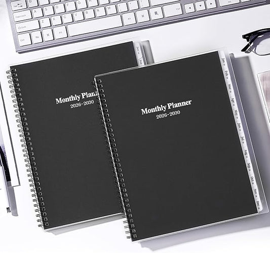 2026-2030 Monthly Planner/Calendar - Jan 2026 - Dec 2030, 5 Year Monthly Planner with Tabs & Celebrity Quotes, 9" x 11", Famous Quotes, Two-Side Pocket, Suitable for Long-Term Planning, Black