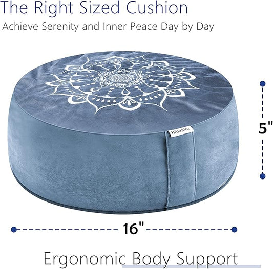 Hihealer Meditation Cushion, Traditional Tibetan Meditation Pillow Velvet Cover - Large Floor Cushion Seating for Adults - Yoga Buckwheat Bolster for Women、Moms