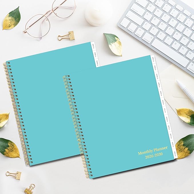 2026-2030 Monthly Planner, 5 Year Monthly Planner/Calendar 2026-2030, 60-Month Jan 2026 ā Dec 2030, 9" x 11", Tabs, Double-Side Pocket, Holidays, Thick Paper - Green