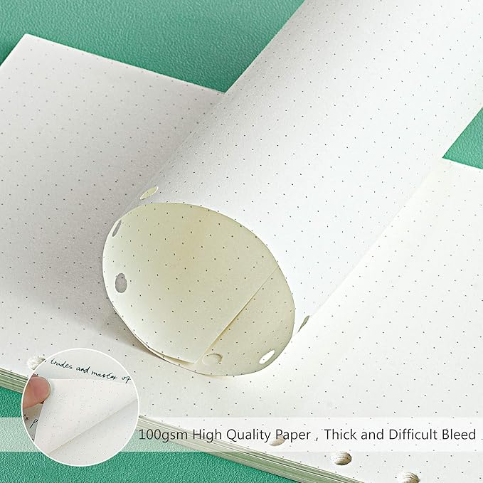 135 Sheets Planner Refill Paper Dotted Inserts Paper A5 6 Holes Binder Grid Notepaper for Filofax Bullet Journals Diary (8.26x5.59 Inch)