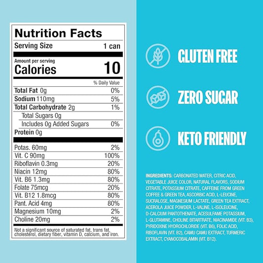 ZOA Zero Sugar Energy Drinks, Tropical Punch - Sugar Free with Electrolytes, Healthy Vitamin C, Amino Acids, Essential B-Vitamins, and Caffeine from Green Tea - 12 Fl Oz (12-Pack)