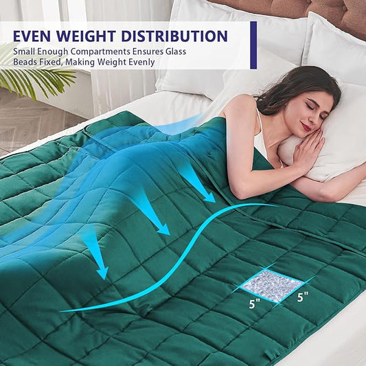 King Size Weighted Blanket for Adults (30 lbs, 80” x 87”, Dark Green) Cooling Heavy Blanket for Sleeping Perfect for 290-310 lbs, Breathable Blanket for Adults & Couple All Season, Machine Washable