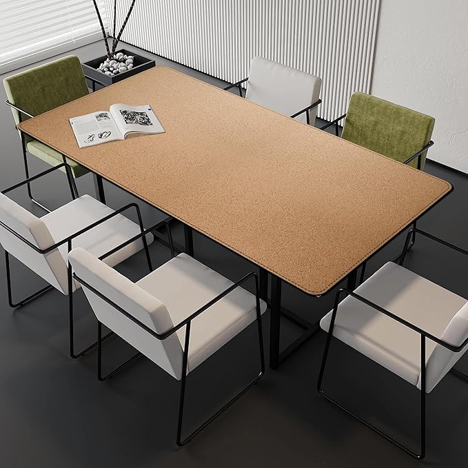 MAIDERN Leather Desk Mat Large XL, 66.9” x 35.4” Reversible Office Desk Pad Mat, Cork & Leather Large Mouse pad for Desk, Waterproof Computer Desk Mat for Gaming Home Office (Black)