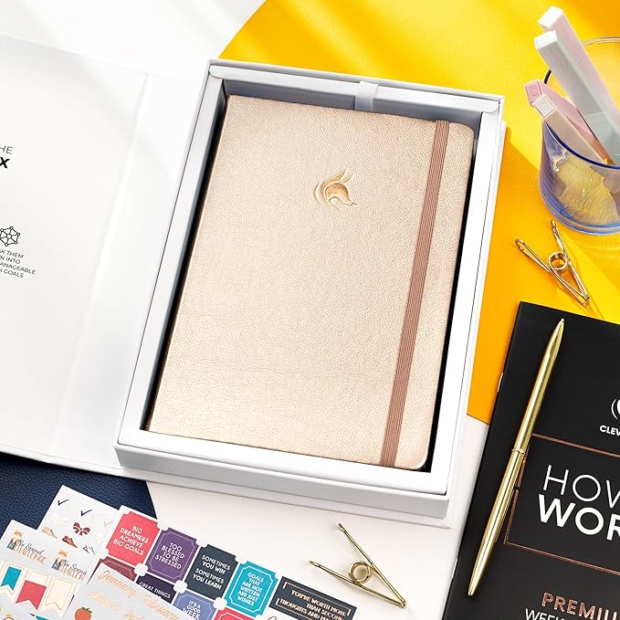 Clever Fox Planner Premium Edition – Undated Luxurious Weekly & Monthly Planner to Increase Productivity and Hit Your Goals – Organizer – Start Anytime, A5, Lasts 1 Year, Pearl (Weekly)